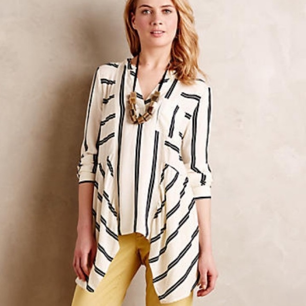 Anthropologie Maeve Laiken Asymmetric Stripe Tunic